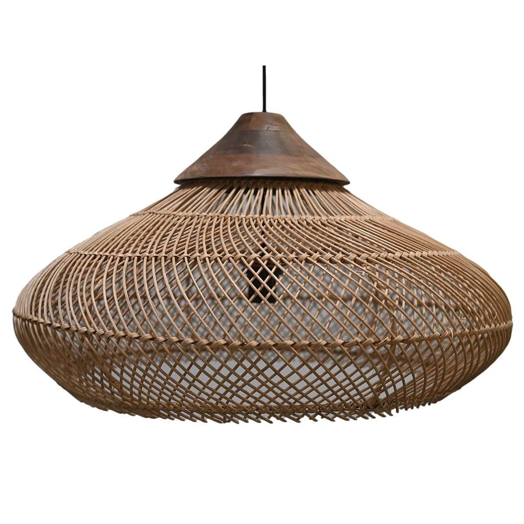 Pendelleuchte HSM-3, Rattan/Teak