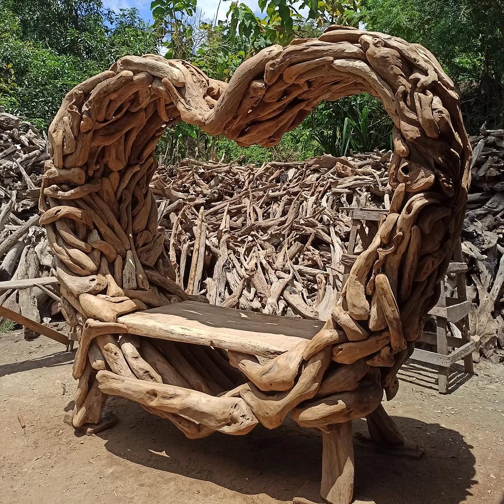 Willkommen-Bank XXL Wurzelholz