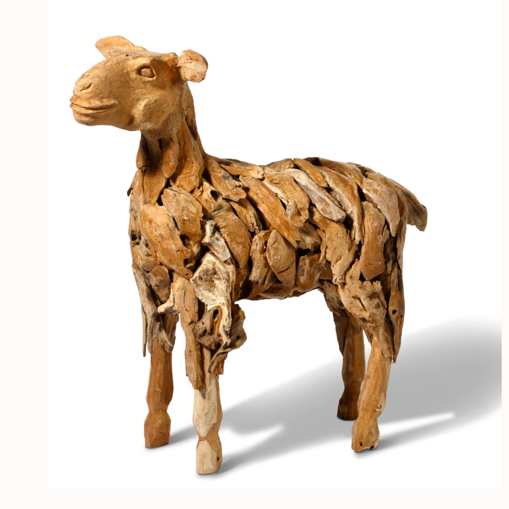 Mutter-Schaf 100cm Wurzelholz