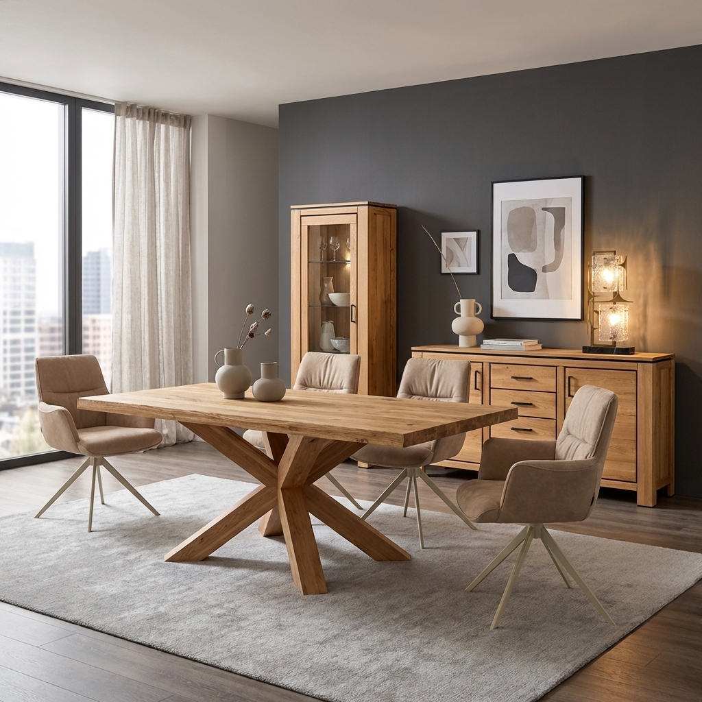 Maßtisch-4/6, 160+ Eiche MBS BK+S massiv