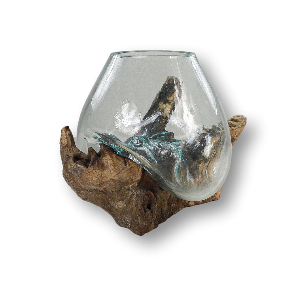 Windlicht/ Vase 25cm Wurzelholz