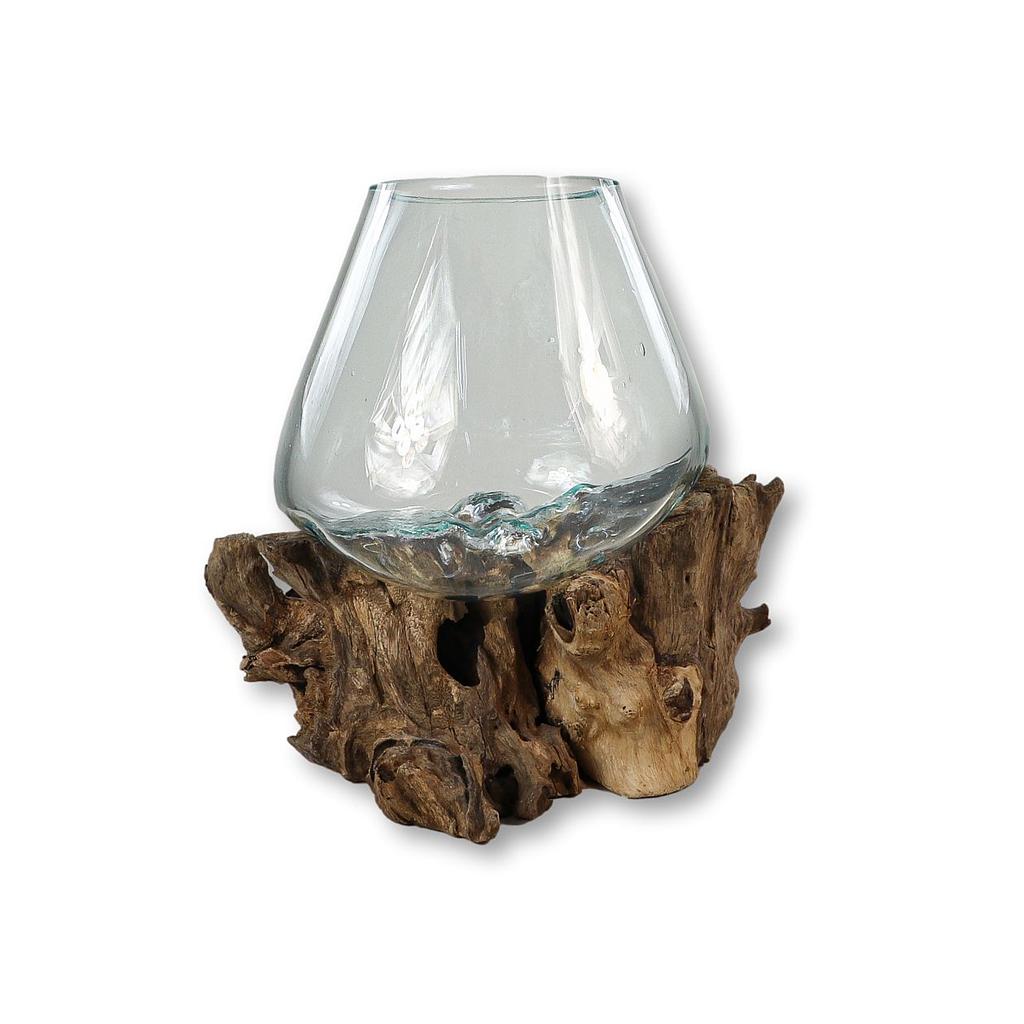Windlicht/ Vase 20cm Wurzelholz