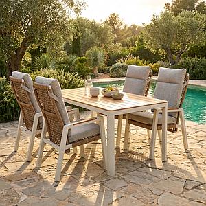 Verona Teak 160 + Pos-Stuhl