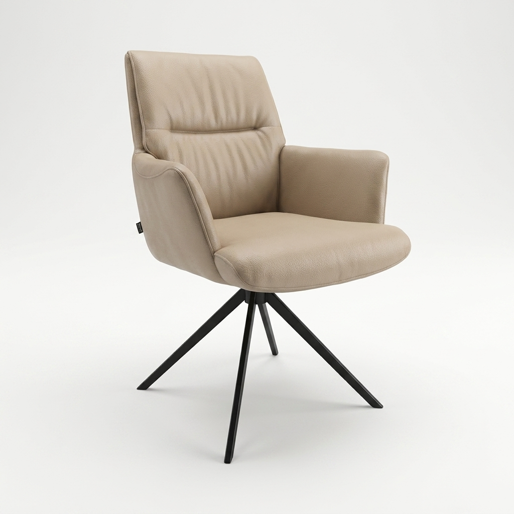Flavia-AL, beige Leder/ Sitz Federkern