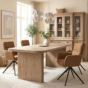 Esstisch 220 ReTeak Burgund/ Bin