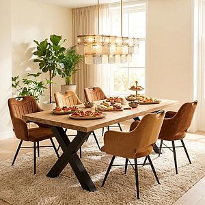 Maßtisch 160+ Teak BIN, gerade K./ X-Beine